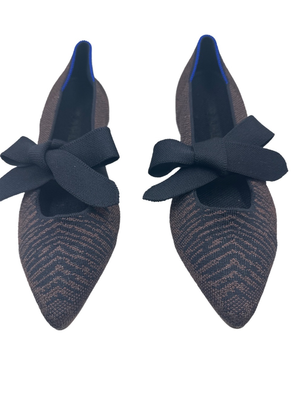 Rothy's Bow Pointed Toe Knit Flats Size 11 tiger print. Never worn.